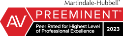 Martindale - Hubbell | AV Preeminent | Peer Rated For Highest Level Of Professional Excellence | 2023