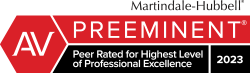 Martindale-Hubbell | AV | Preeminent | Peer Rated for Highest Level Of Professional Excellence | 2023