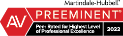 Martindale-Hubbell | AV | Preeminent | Peer Rated for Highest Level Of Professional Excellence | 2022