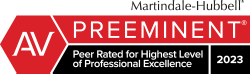 Martindale - Hubbell | AV Preeminent | Peer Rated For Highest Level Of Professional Excellence | 2023