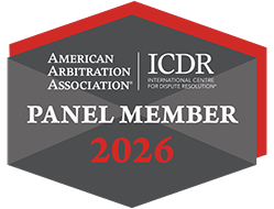 American Arbitration Association | ICDR International Centre for Dispute Resolution | Panel Member 2026